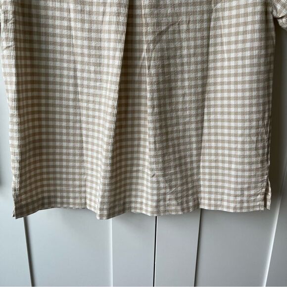 Madewell Camp Checked Gingham Plaid Boxy Gauze Button Down Shirt Tan Small NWT - Picture 16 of 16